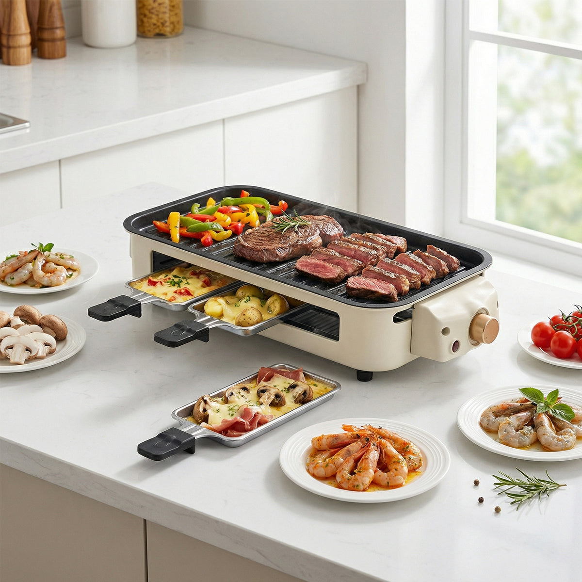 PUKOMC Electric Barbecue Grill for Home