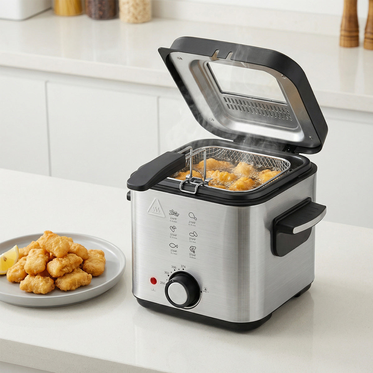 PUKOMC Electric Fryer Machine for Home, Small Fryer for Kitchen