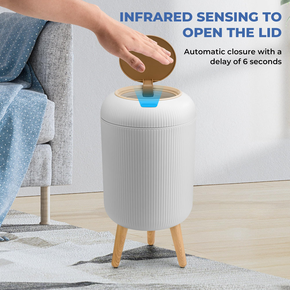 PUKOMC Smart Sensor Trash Can for Small Kitchen and Bathroom, 10 Liters Capacity