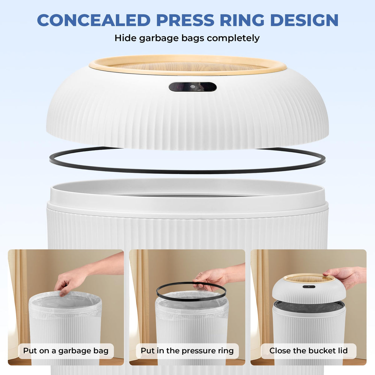 PUKOMC Smart Sensor Trash Can for Small Kitchen and Bathroom, 10 Liters Capacity