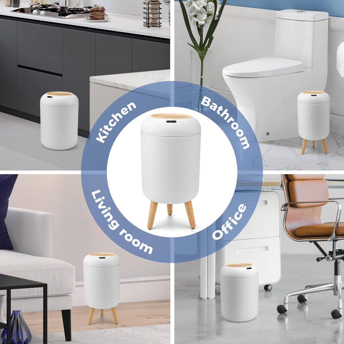 PUKOMC Smart Sensor Trash Can for Small Kitchen and Bathroom, 10 Liters Capacity