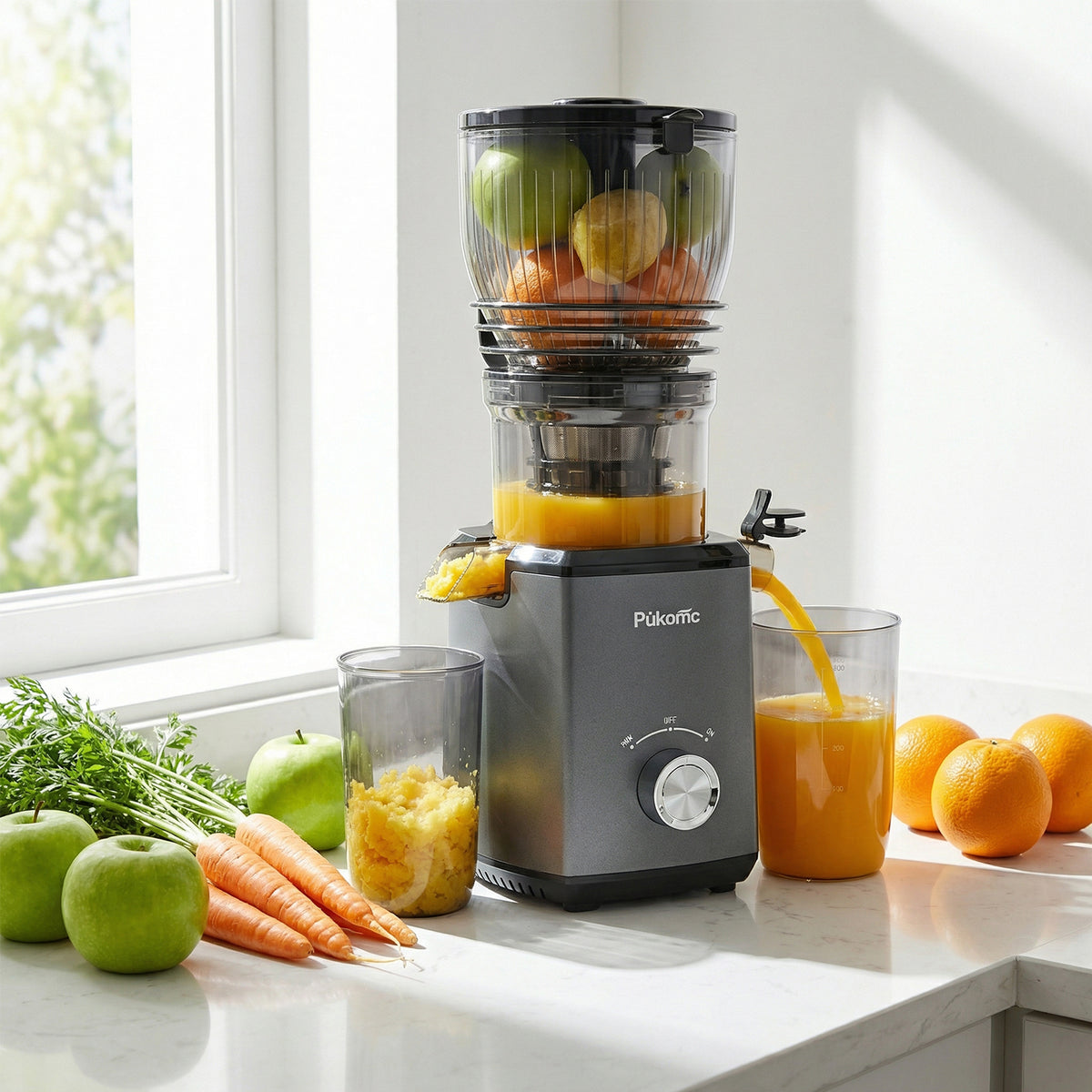 PUKOMC Fruits and Vegetables Juicer Machine for Home, Grey Color