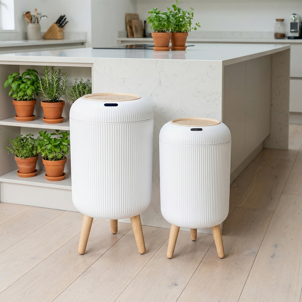 PUKOMC Smart Sensor Trash Can for Small Kitchen and Bathroom, 10 Liters Capacity