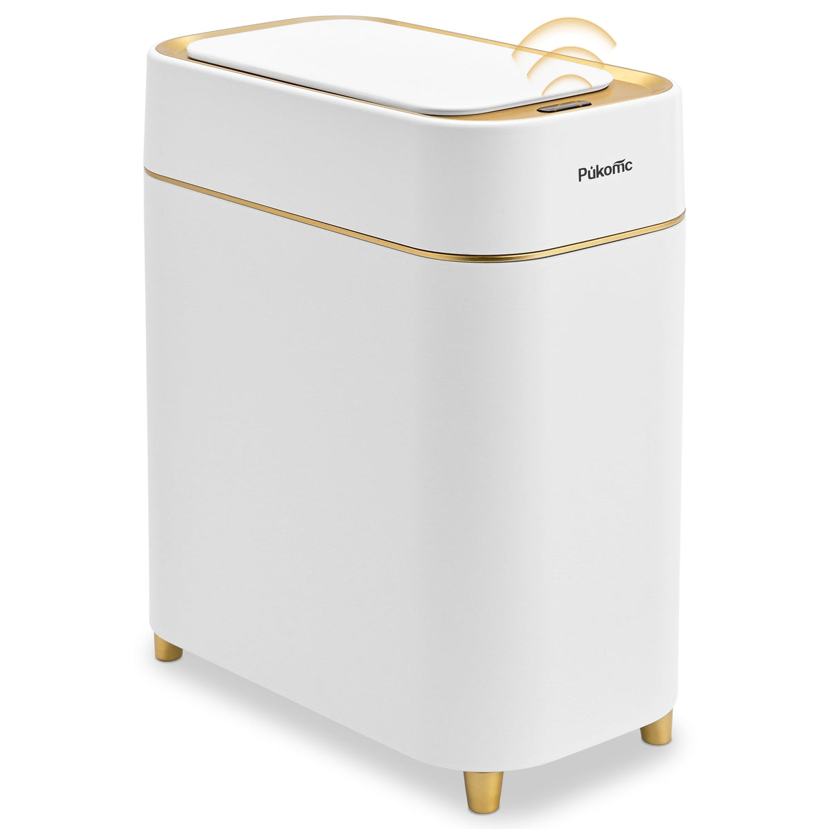 PUKOMC Automatic Adsorption Sensor Trash Can for Home, 2.3 Gallon / 9L, White Gold