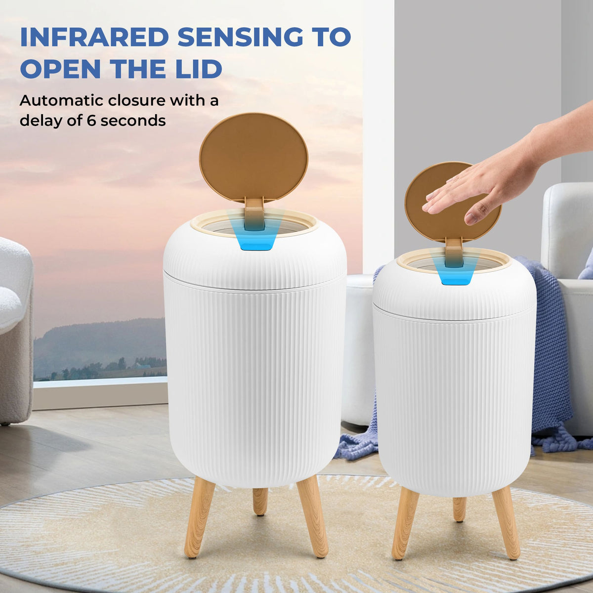 PUKOMC Smart Sensor Trash Can for Small Kitchen and Bathroom, 10 Liters Capacity