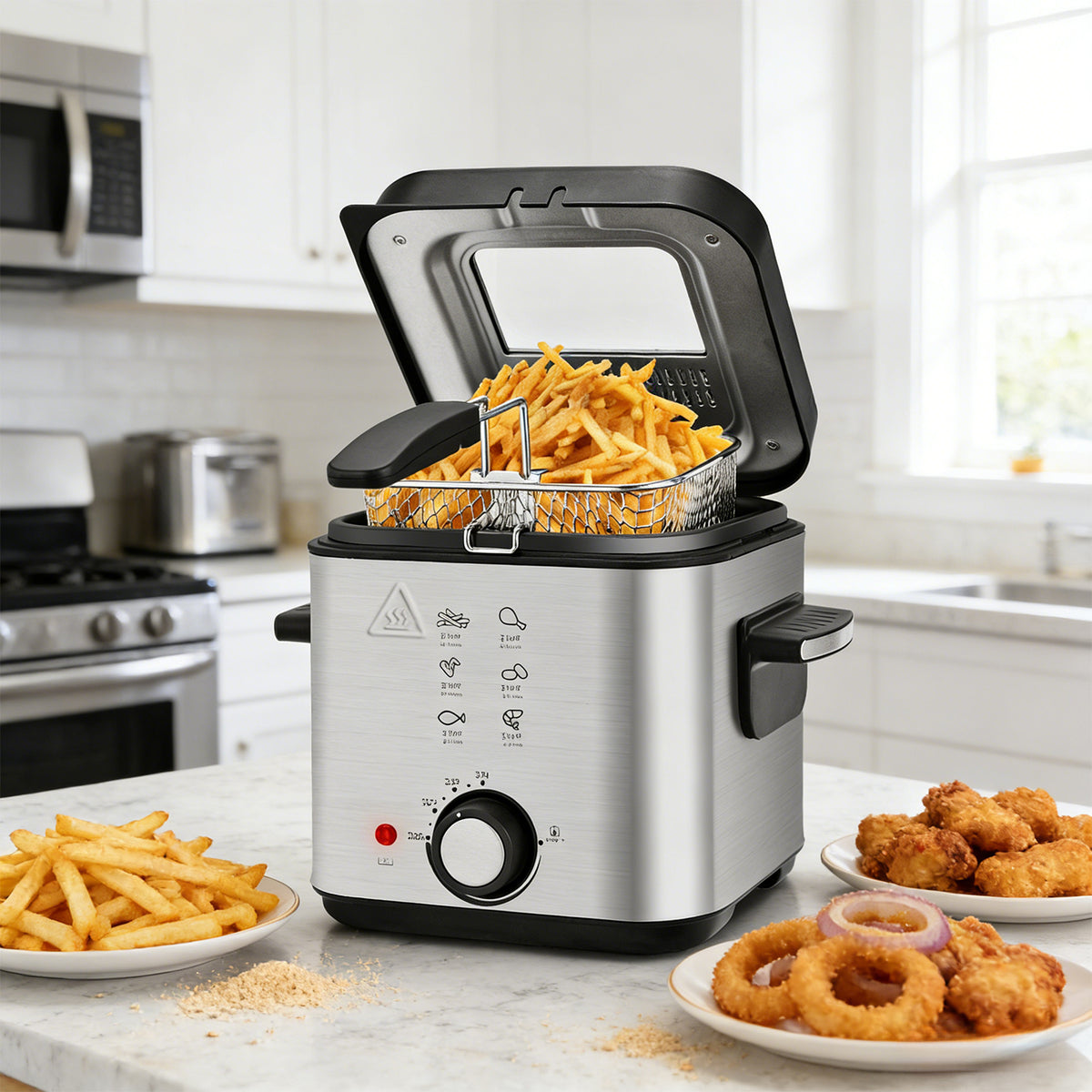 PUKOMC Electric Fryer Machine for Home, Small Fryer for Kitchen