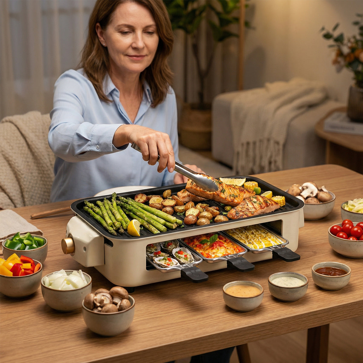 PUKOMC Electric Barbecue Grill for Home