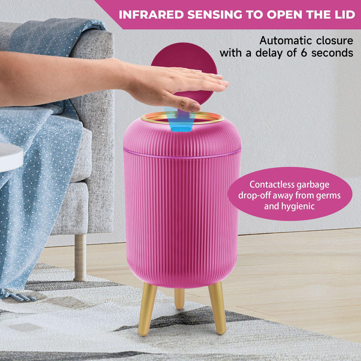 PUKOMC Smart Sensor Trash Can for Small Kitchen and Bathroom, 10 Liters Capacity