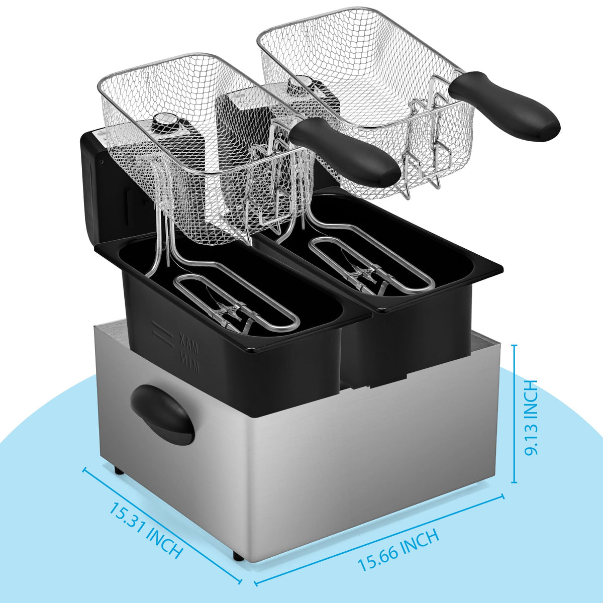 PUKOMC Electric Fryer Machine for Home, Small Fryer for Kitchen