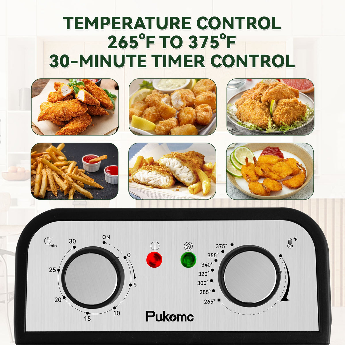 PUKOMC Electric Fryer Machine for Home, Small Fryer for Kitchen