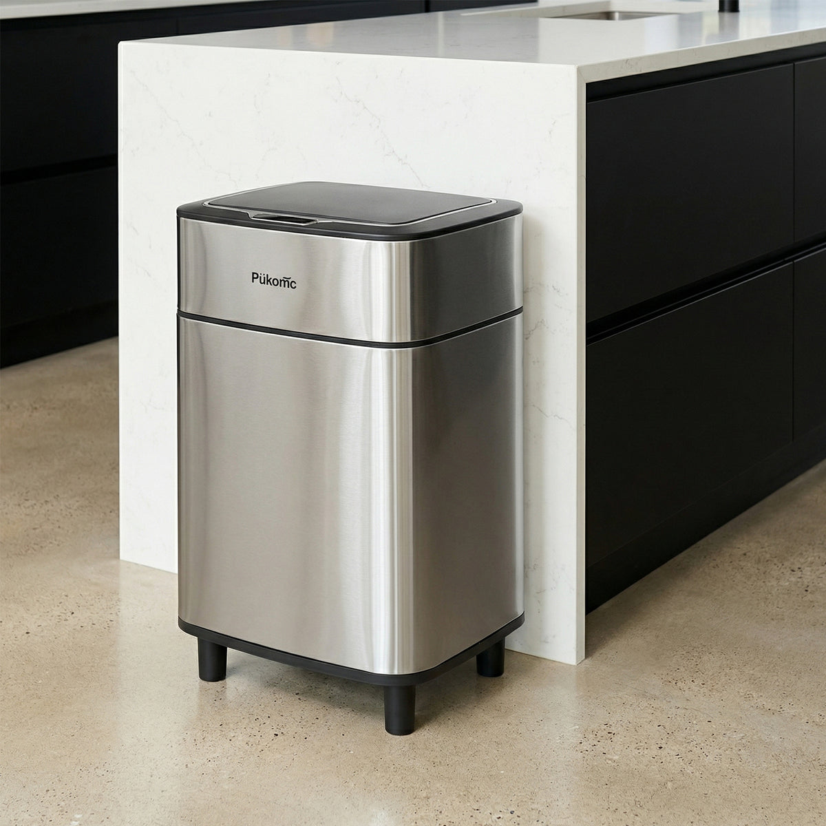 PUKOMC Stainless Steel Motion Sensor Trash Can for Home and Outdoor, 10 Liters Capacity