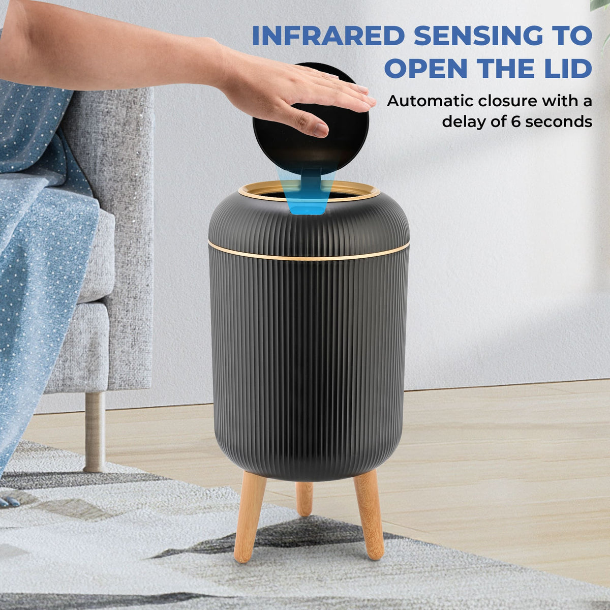 PUKOMC Smart Sensor Trash Can for Small Kitchen and Bathroom, 10 Liters Capacity