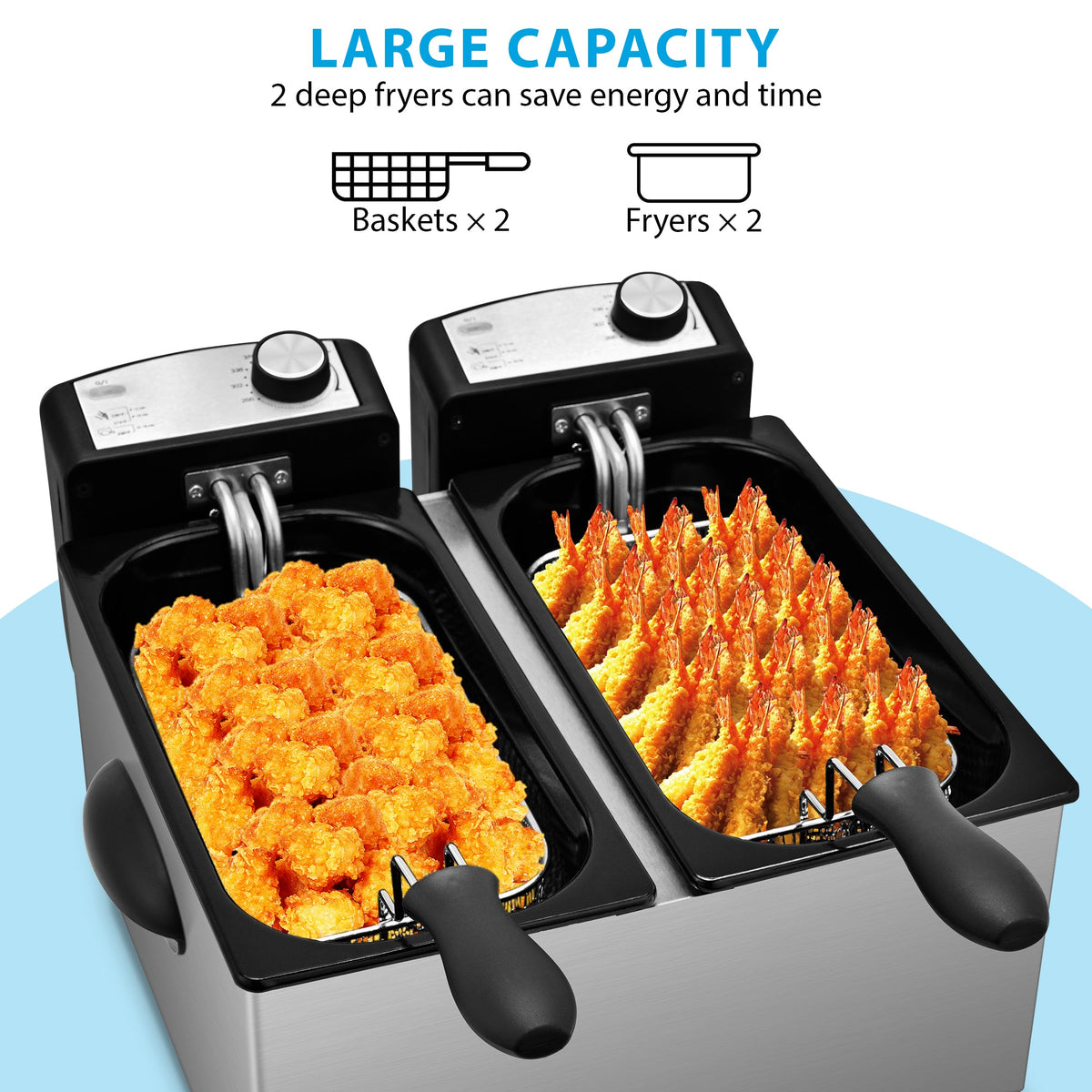 PUKOMC Large Electric Deep Fryer for large parties or family dinners