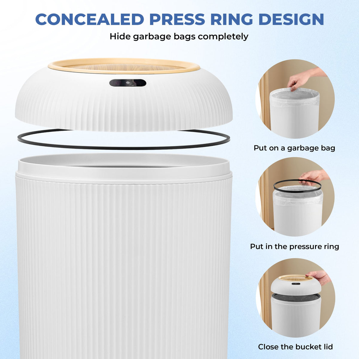 PUKOMC Smart Sensor Trash Can for Small Kitchen and Bathroom, 10 Liters Capacity