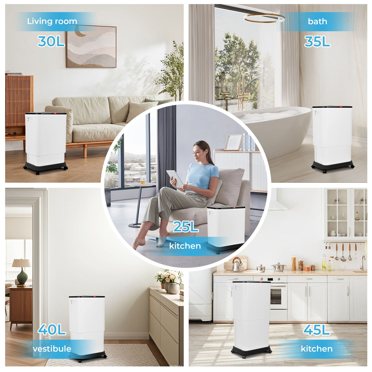 PUKOMC Telescopic Kitchen Trash Can for Kitchen