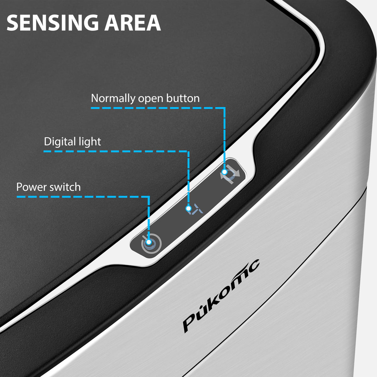 PUKOMC Stainless Steel Motion Sensor Trash Can for Home and Outdoor, 10 Liters Capacity