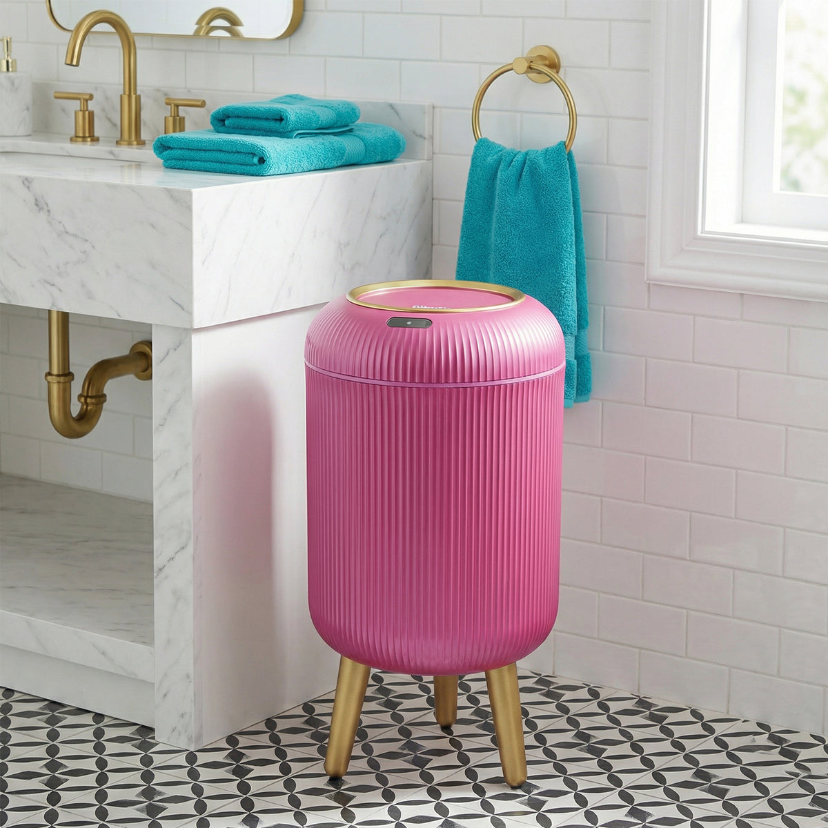 PUKOMC Smart Sensor Trash Can for Small Kitchen and Bathroom, 10 Liters Capacity