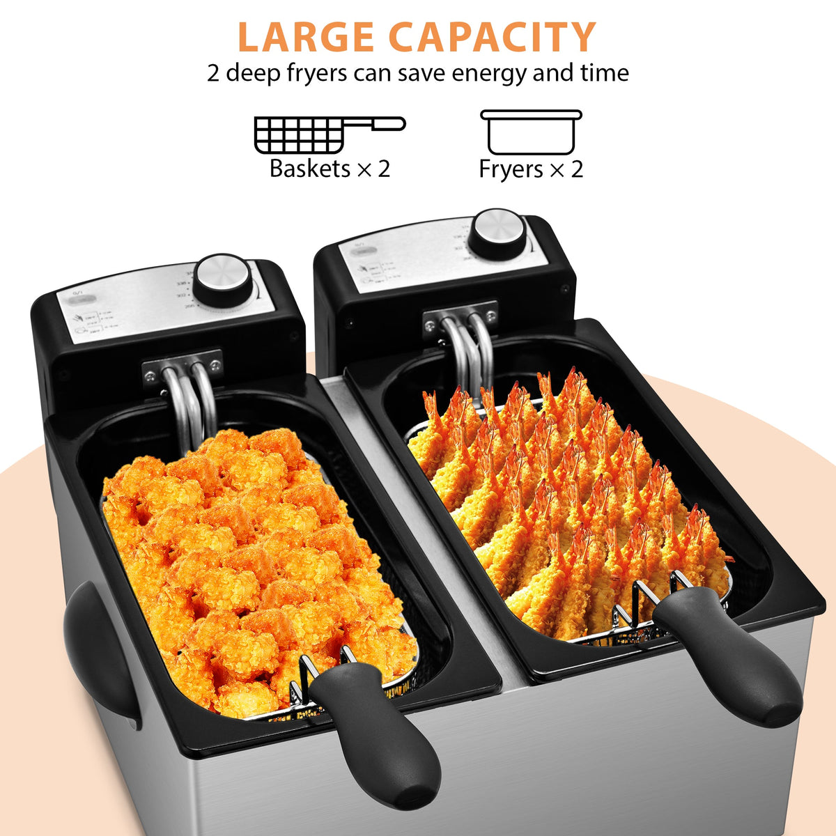 PUKOMC Large Electric Deep Fryer for large parties or family dinners
