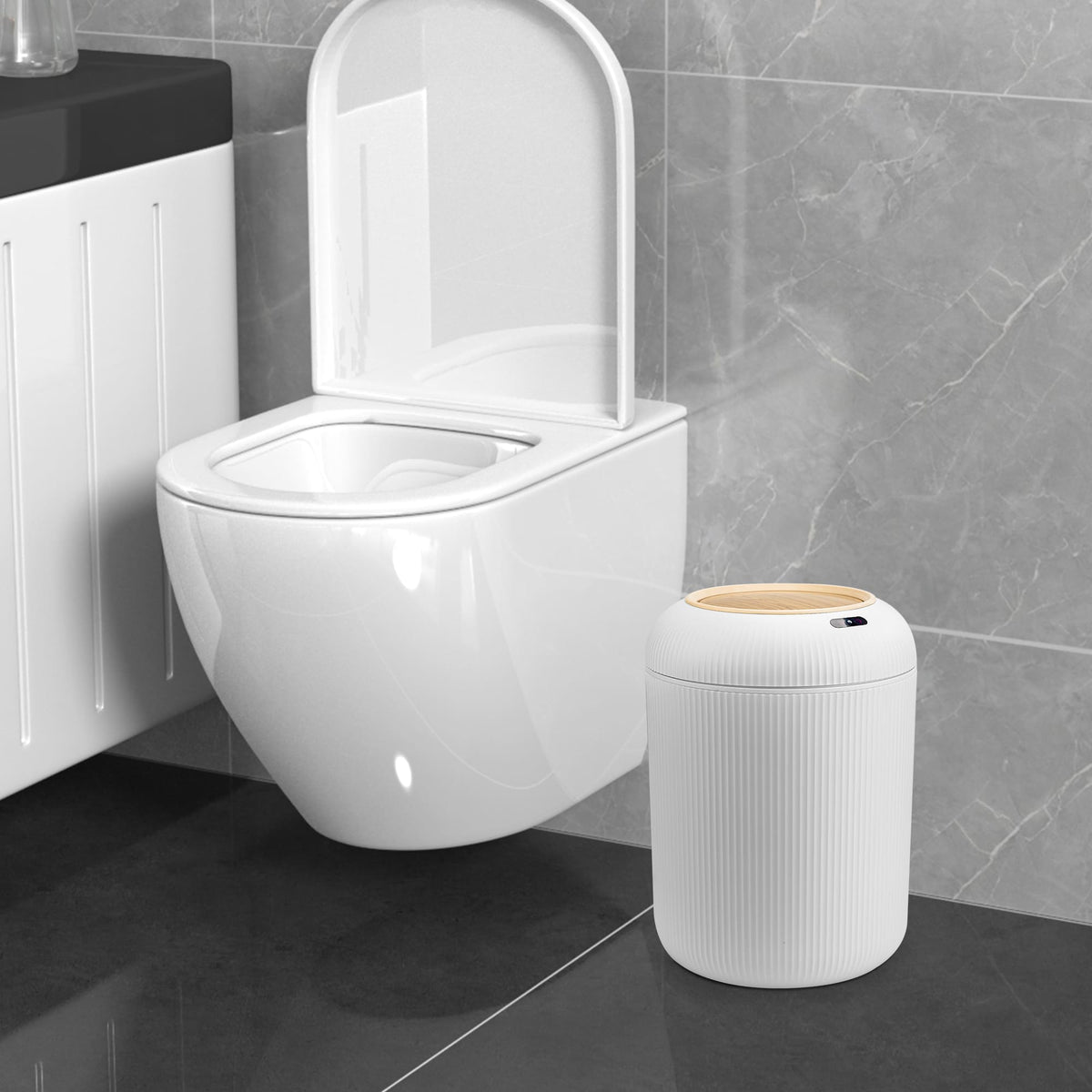 PUKOMC Smart Sensor Trash Can for Small Kitchen and Bathroom, 10 Liters Capacity