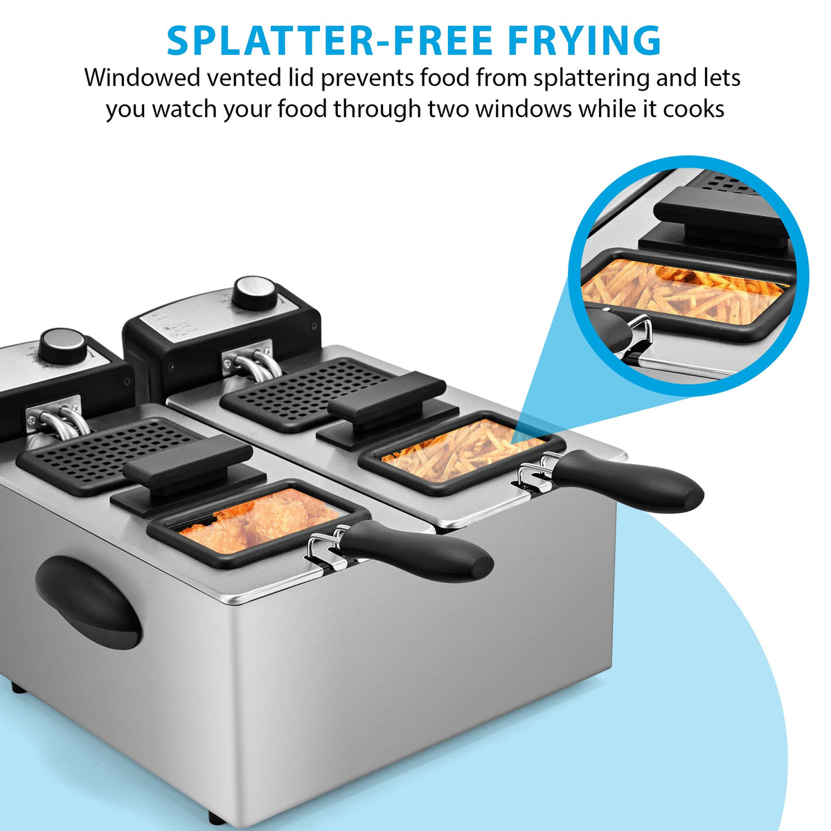 PUKOMC Electric Fryer Machine for Home, Small Fryer for Kitchen