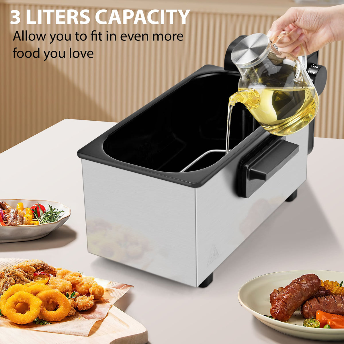 PUKOMC Electric Fryer Machine for Home, Small Fryer for Kitchen
