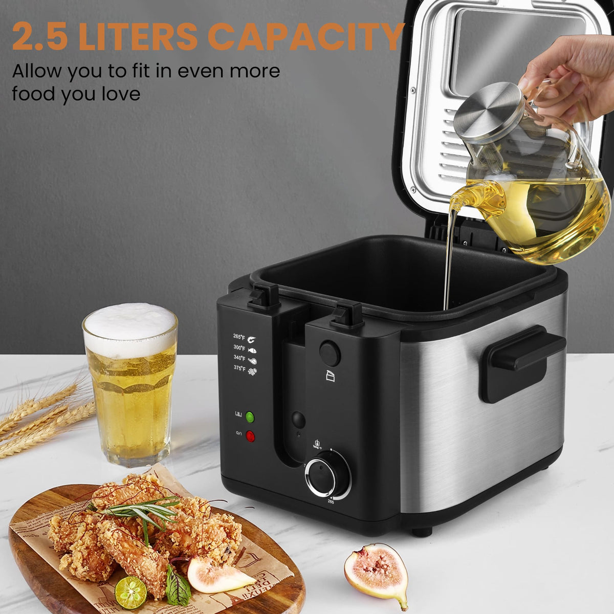 PUKOMC Electric Fryer Machine for Home, Small Fryer for Kitchen