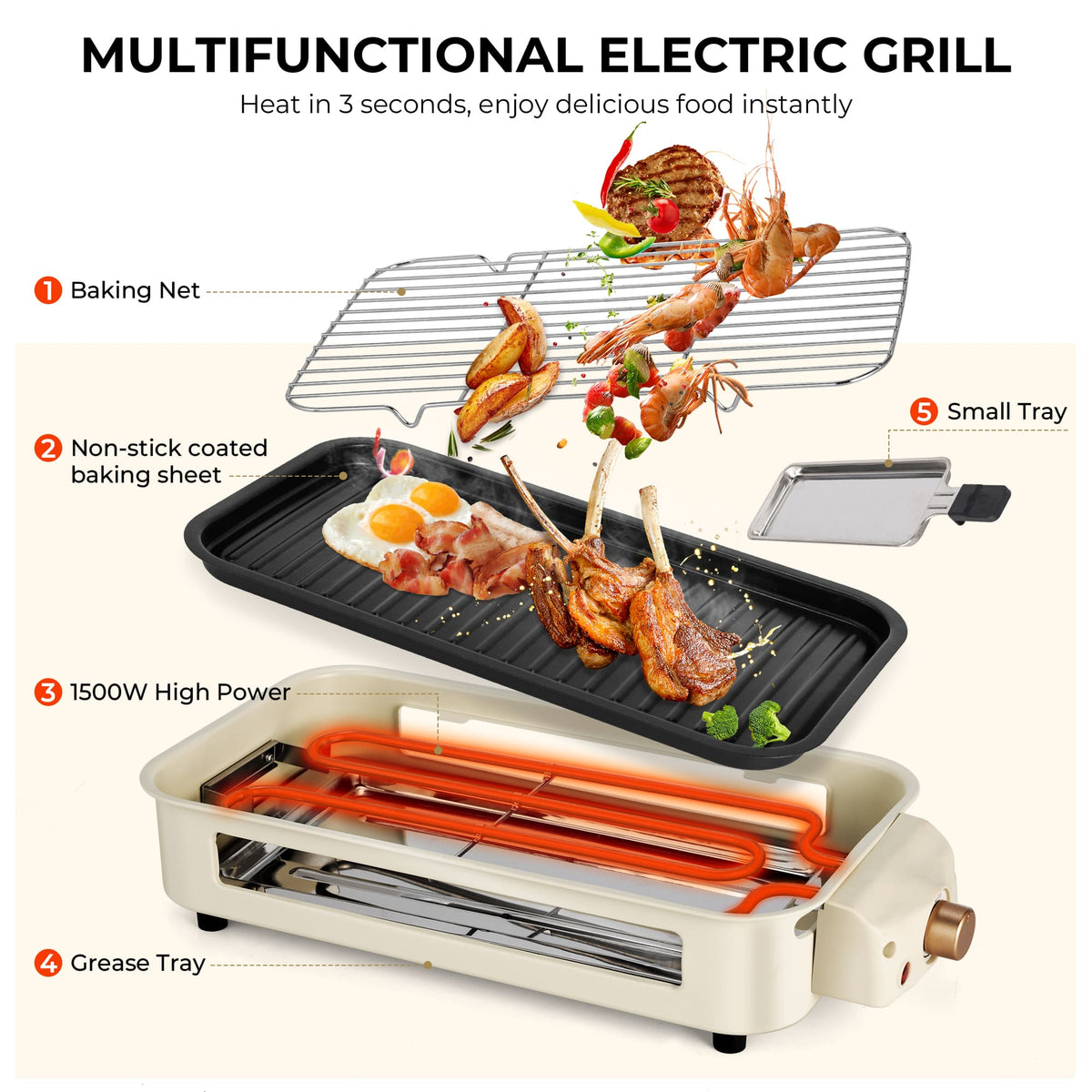 PUKOMC Electric Barbecue Grill for Home