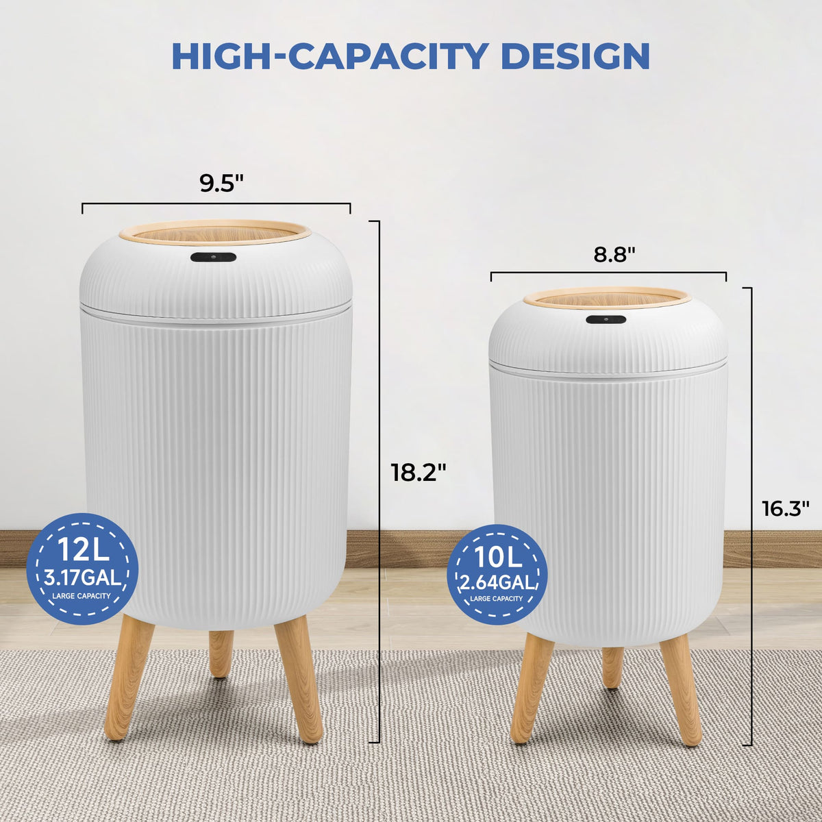 PUKOMC Smart Sensor Trash Can for Small Kitchen and Bathroom, 10 Liters Capacity