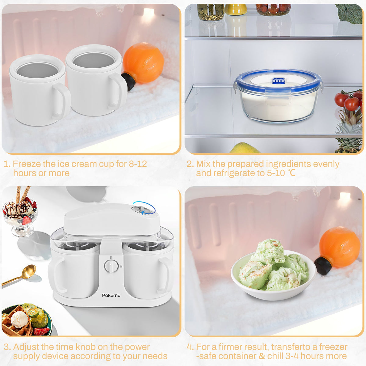 PUKOMC Ice Cream Maker Machine