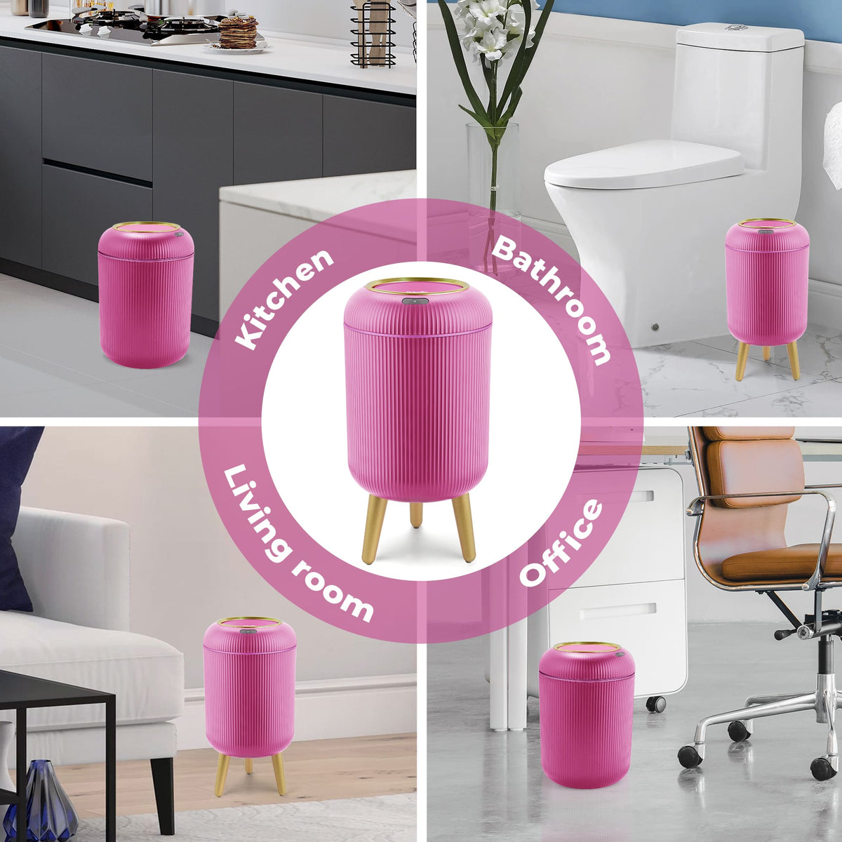 PUKOMC Smart Sensor Trash Can for Small Kitchen and Bathroom, 10 Liters Capacity