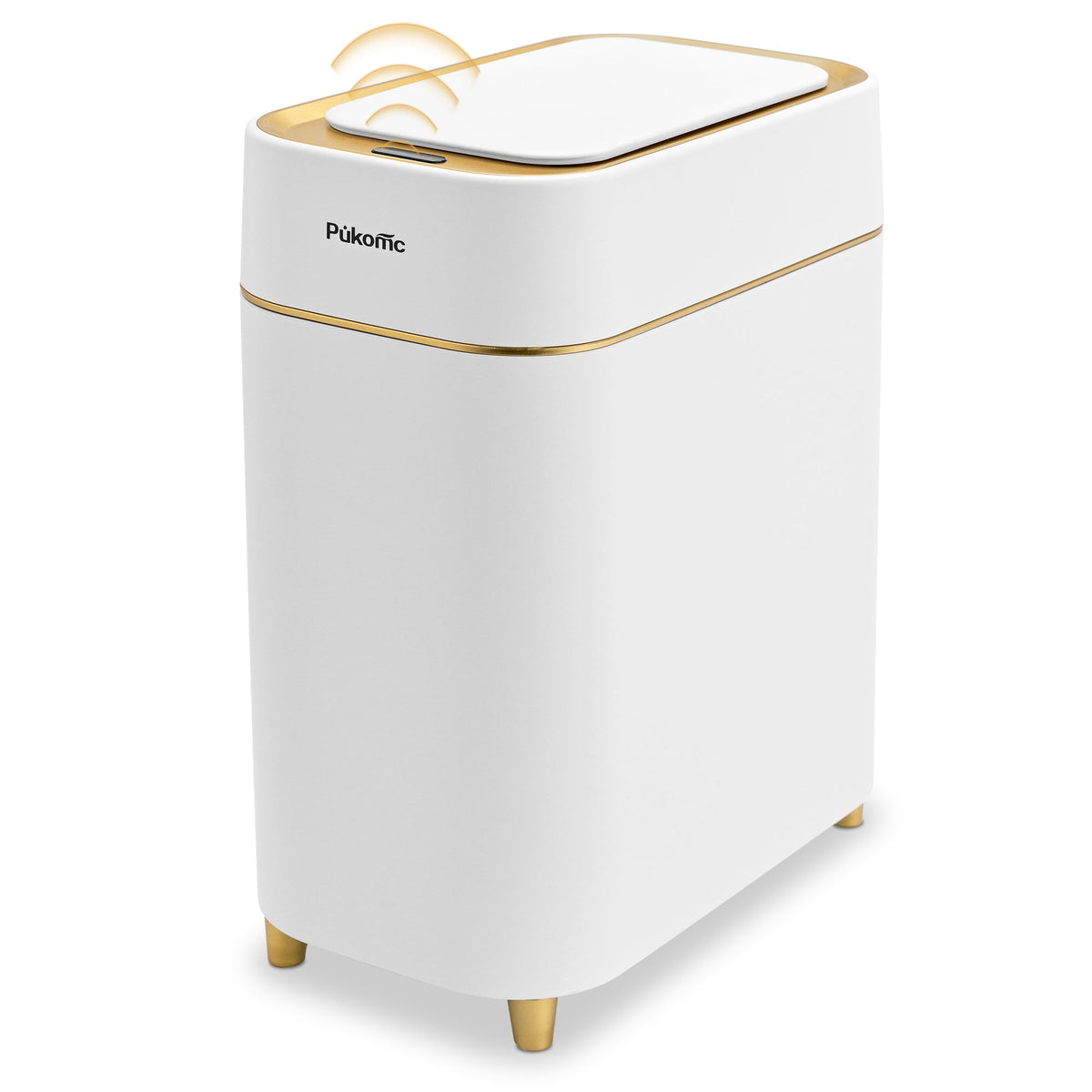 PUKOMC Automatic Adsorption Sensor Trash Can for Home, 2.3 Gallon / 9L, White Gold