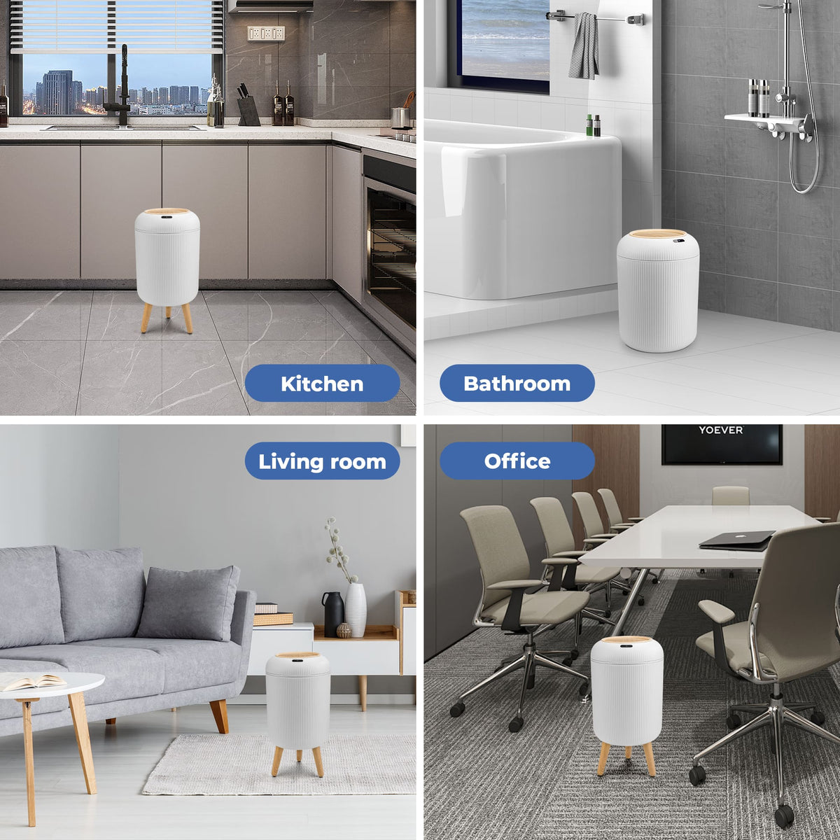 PUKOMC Smart Sensor Trash Can for Small Kitchen and Bathroom, 10 Liters Capacity
