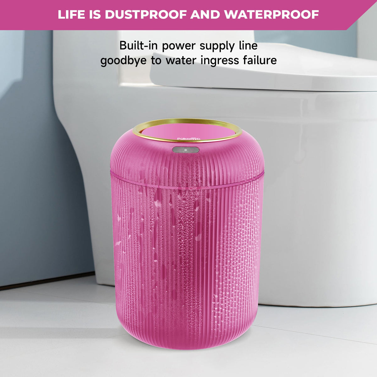 PUKOMC Smart Sensor Trash Can for Small Kitchen and Bathroom, 10 Liters Capacity
