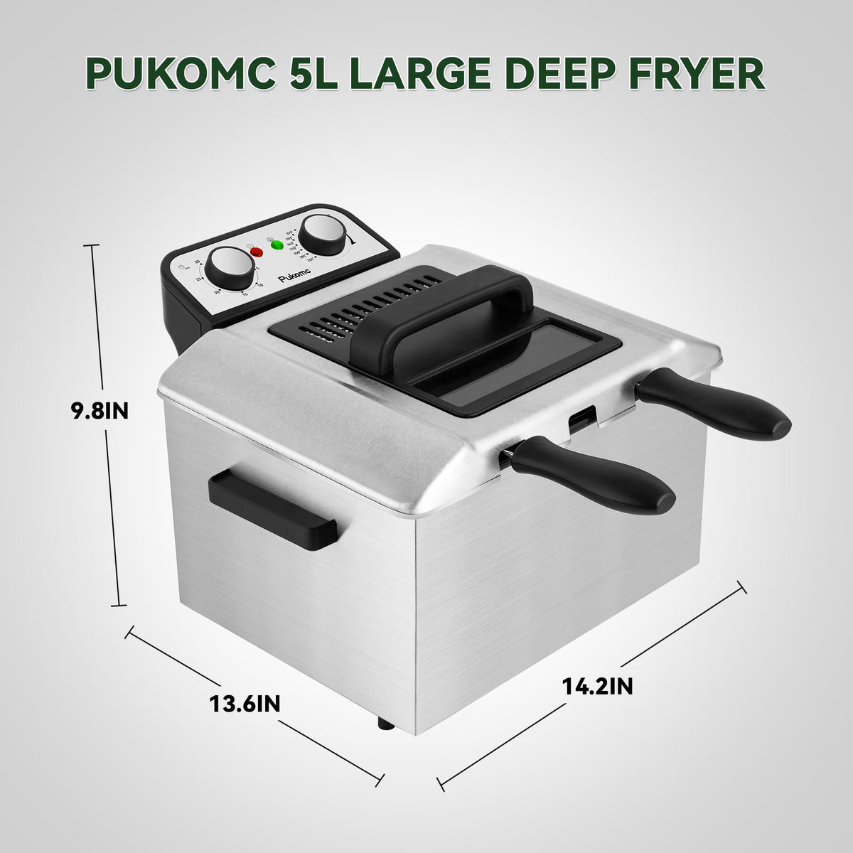 PUKOMC Electric Fryer Machine for Home, Small Fryer for Kitchen