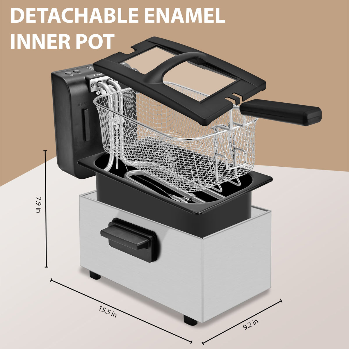 PUKOMC Electric Fryer Machine for Home, Small Fryer for Kitchen