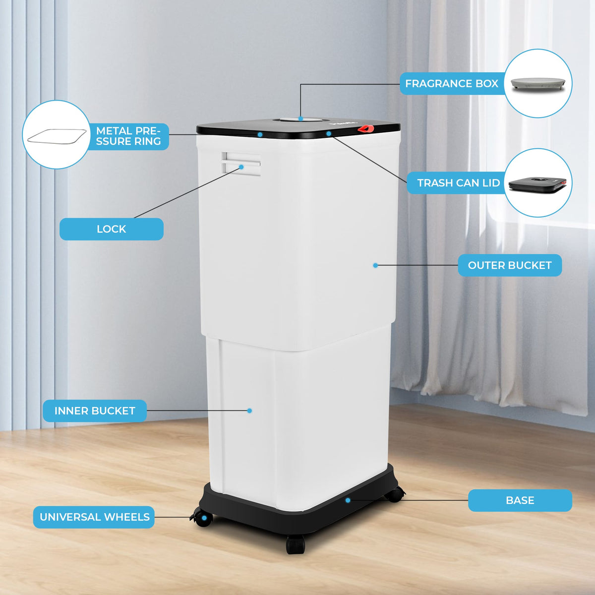 PUKOMC Telescopic Kitchen Trash Can for Kitchen