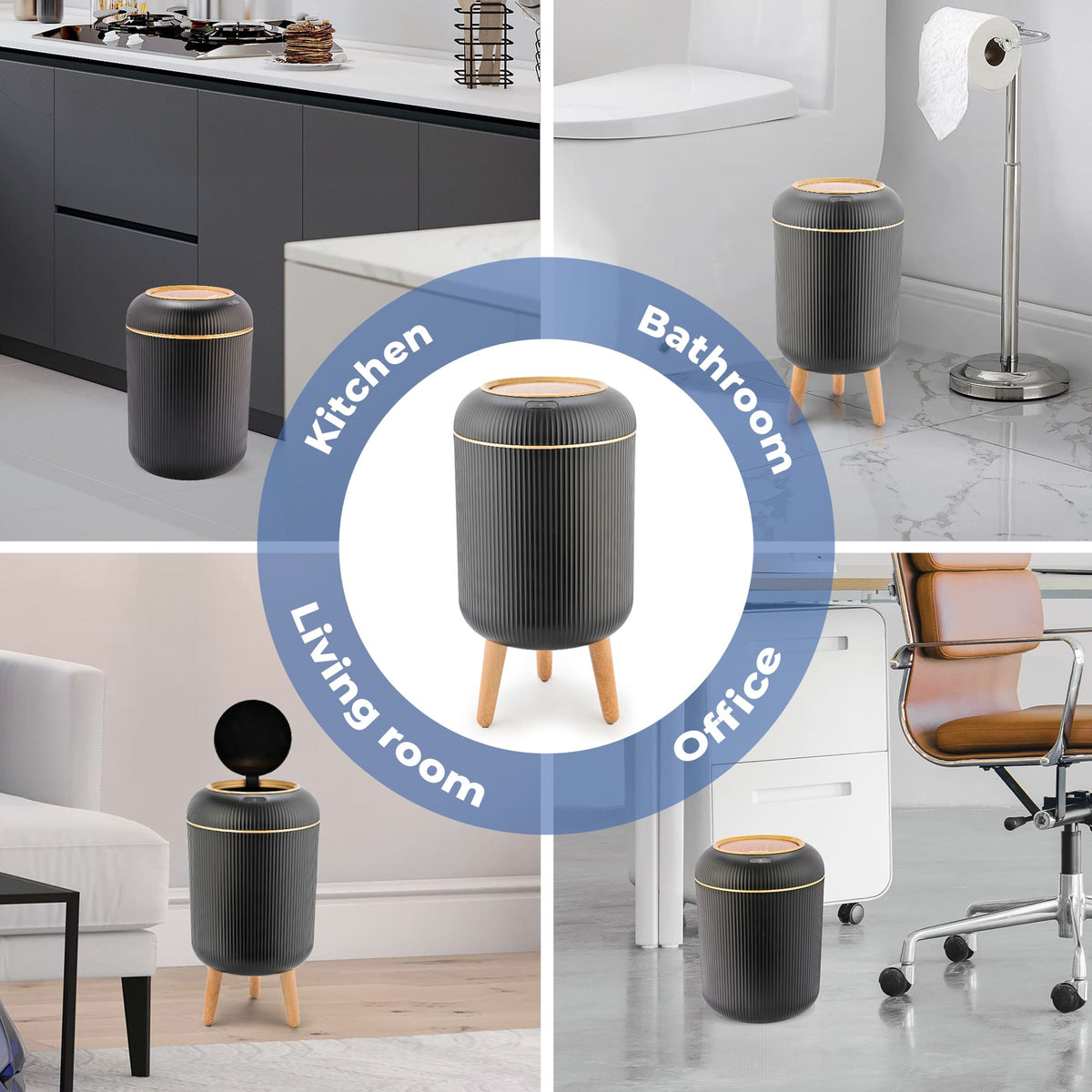 PUKOMC Smart Sensor Trash Can for Small Kitchen and Bathroom, 10 Liters Capacity