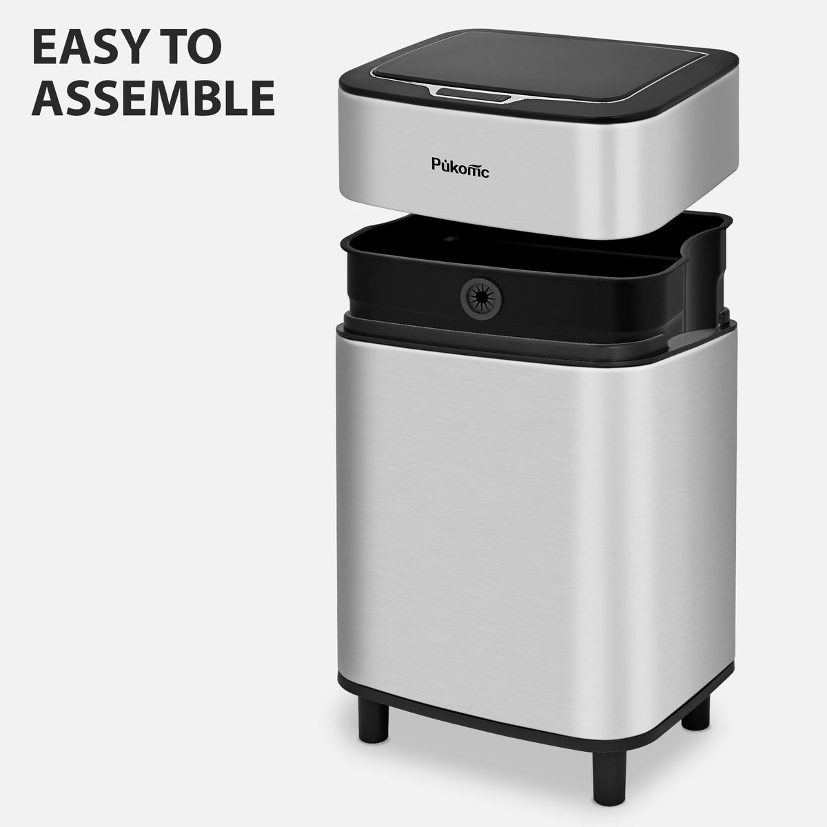 PUKOMC Stainless Steel Motion Sensor Trash Can for Home and Outdoor, 10 Liters Capacity