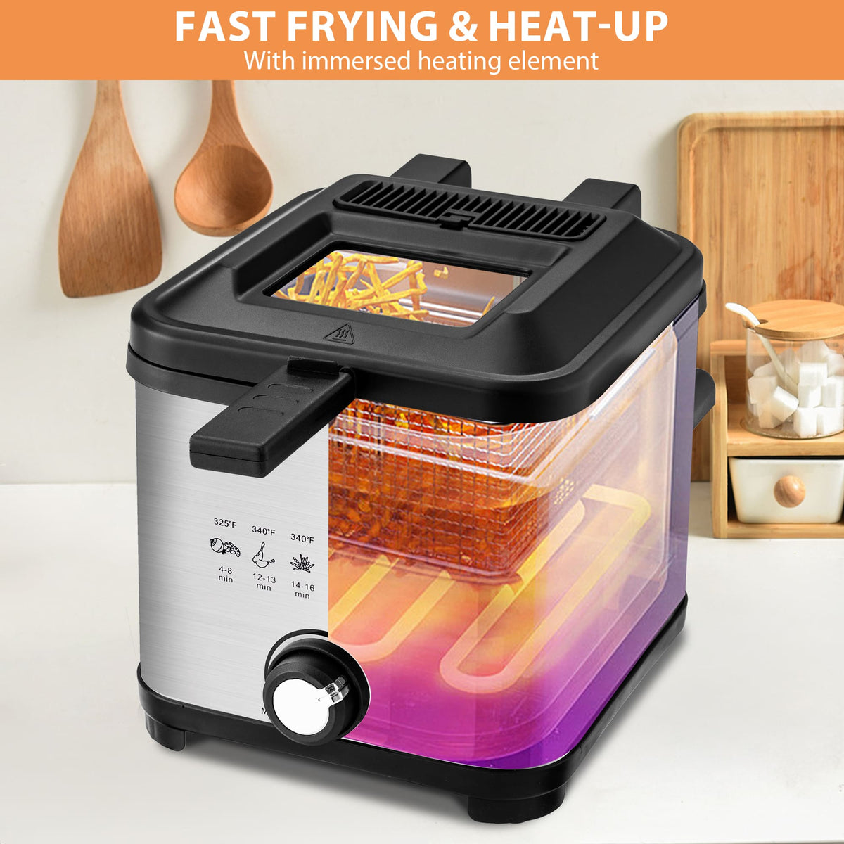 PUKOMC Electric Fryer Machine for Home, Small Fryer for Kitchen