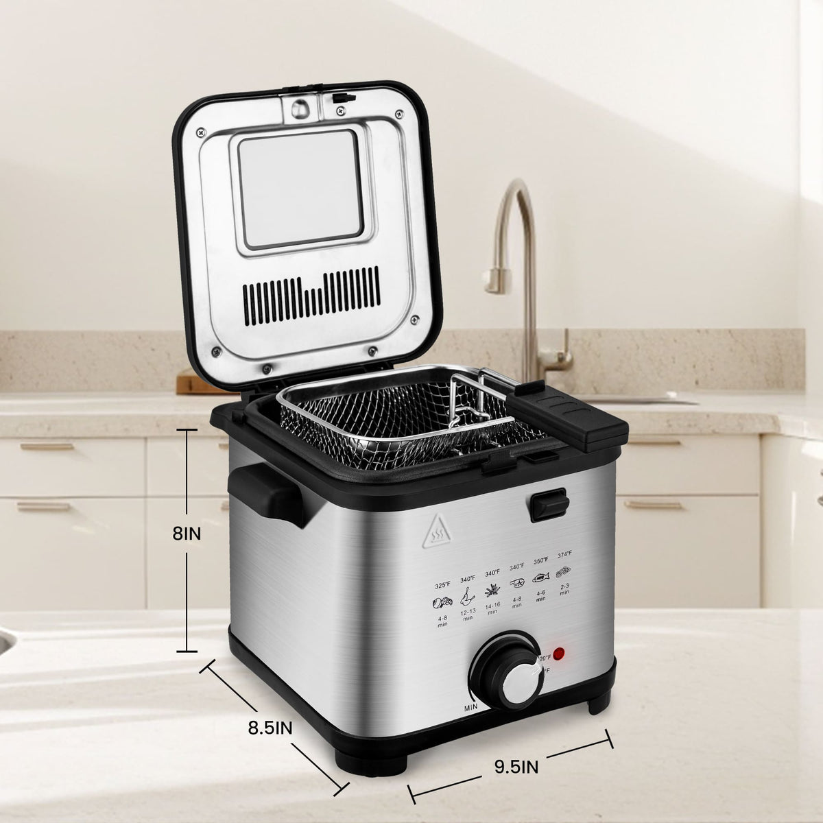 PUKOMC Electric Fryer Machine for Home, Small Fryer for Kitchen