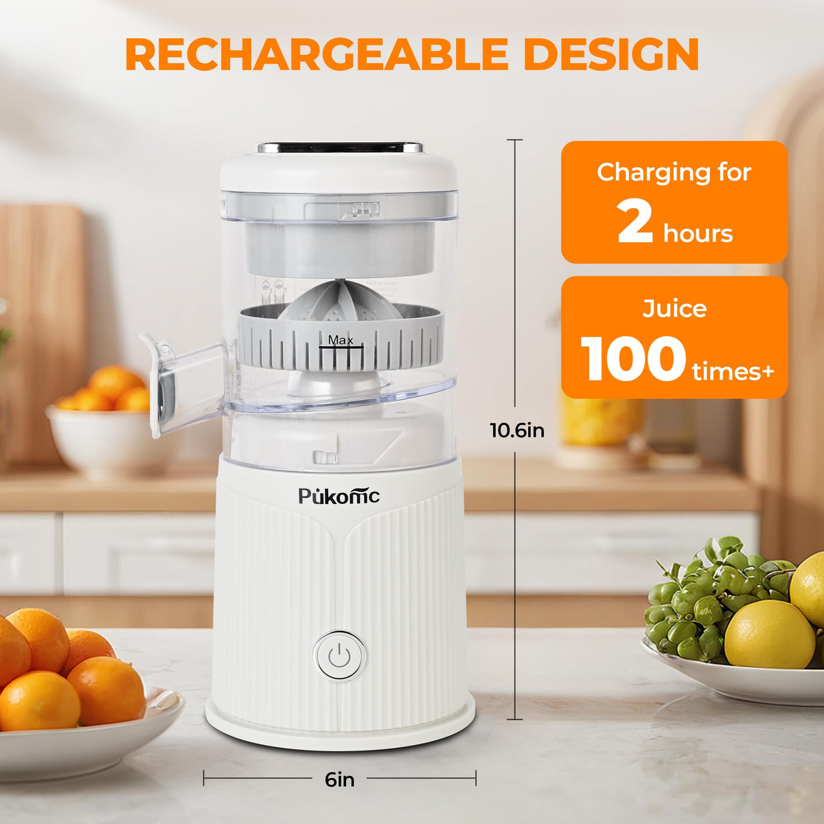 PUKOMC Electric Citrus Juicer for Home, White