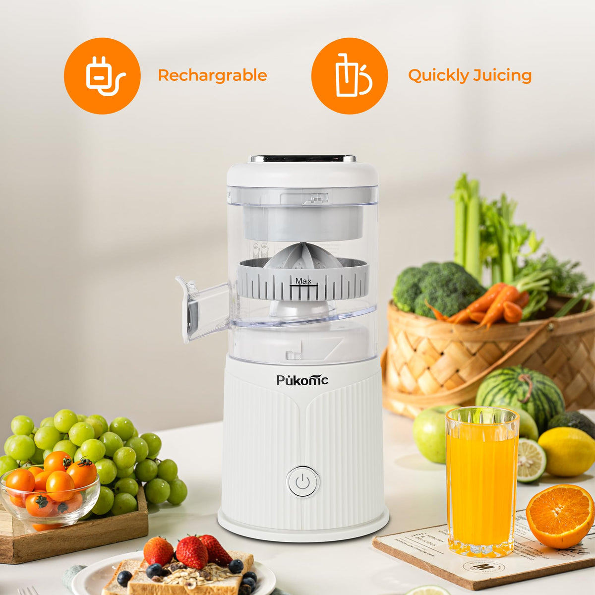 PUKOMC Electric Citrus Juicer for Home, White