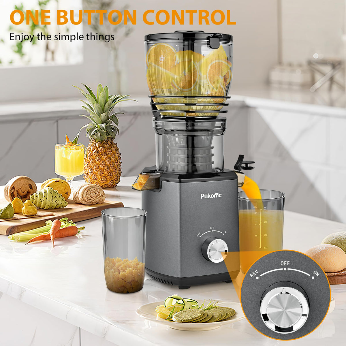 PUKOMC Fruits and Vegetables Juicer Machine for Home, Grey Color